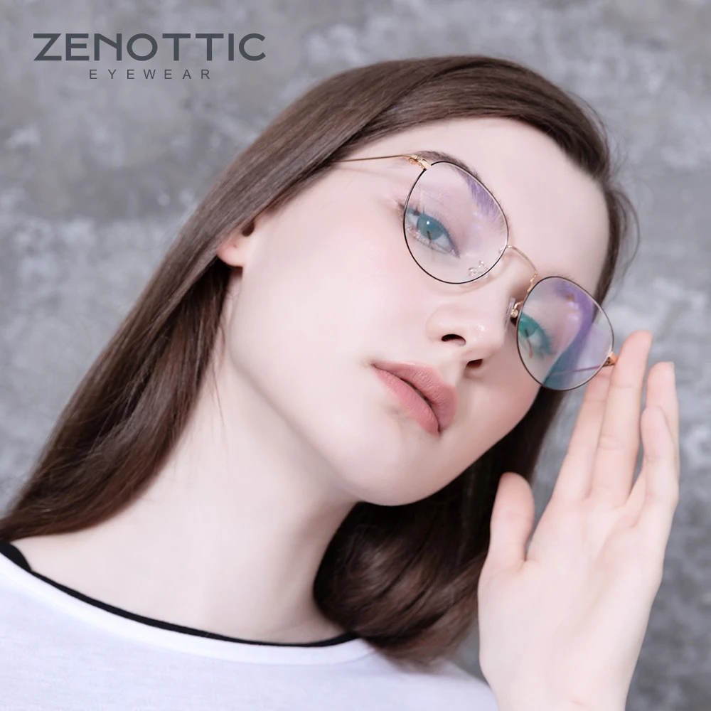 ZENOTTIC Ретро металлическая оправа для очков Женская оптическая оправа для очков Анти-синий светильник оправа для очков для мужчин и женщин очки BT7088