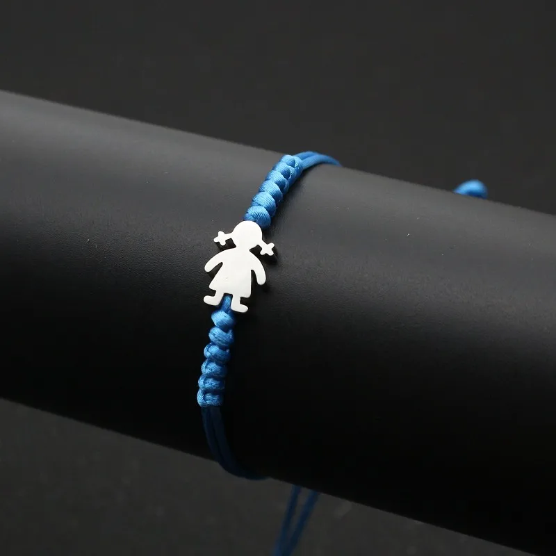 Sky blue Милый медведь из нержавеющей стали Маленький амулетный браслет для девочек для женщин девочек красная веревка на удачу тесьма Регулируемый Браслет Дружбы бижутерия - Окраска металла: Sky blue