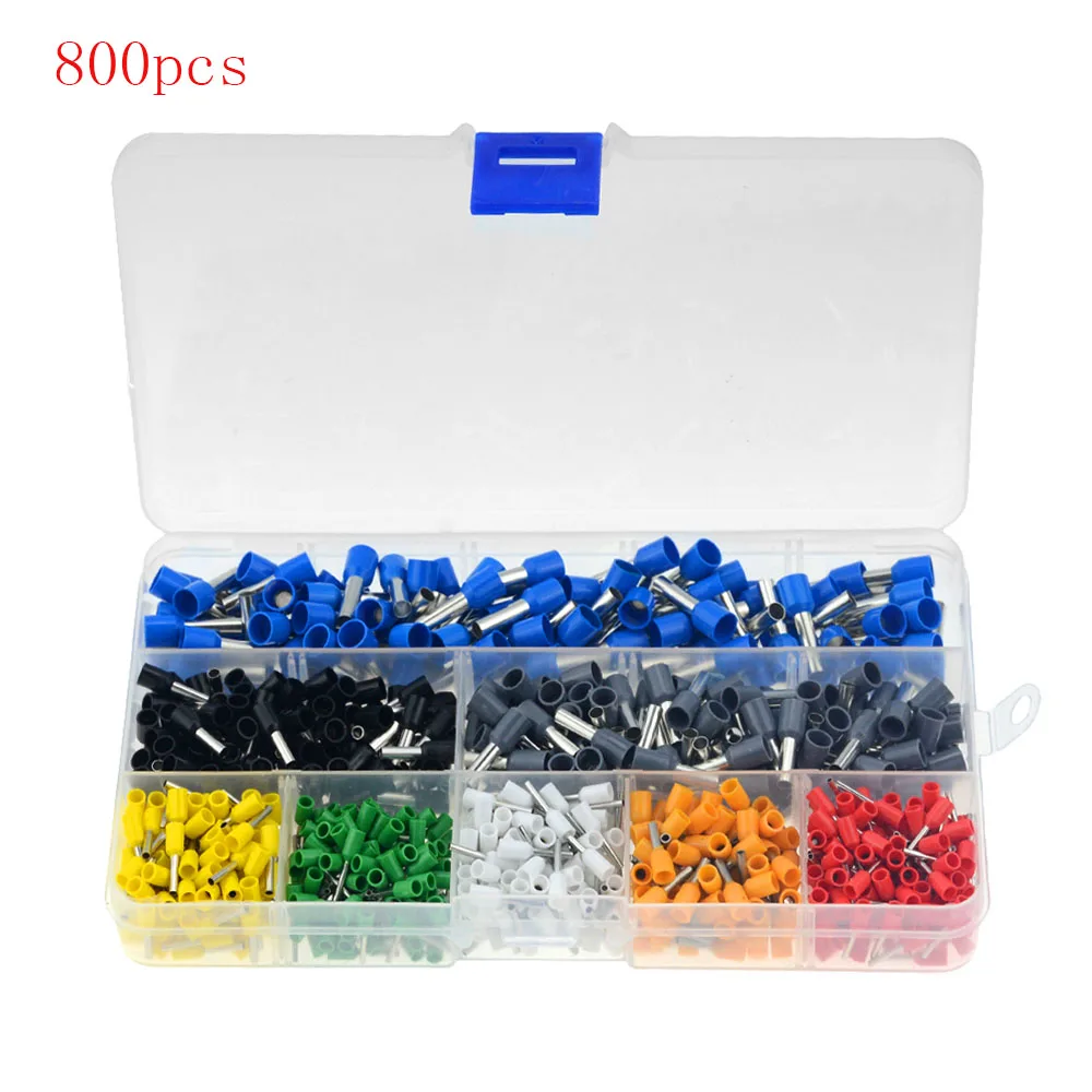 800pcs 400/600/800/1000 штук в штучной упаковке Красочные трубчатый утепленная холодного отжима терминалы Контактный Терминал Наконечники комплект Conjunto De коннектора - Цвет: 800pcs