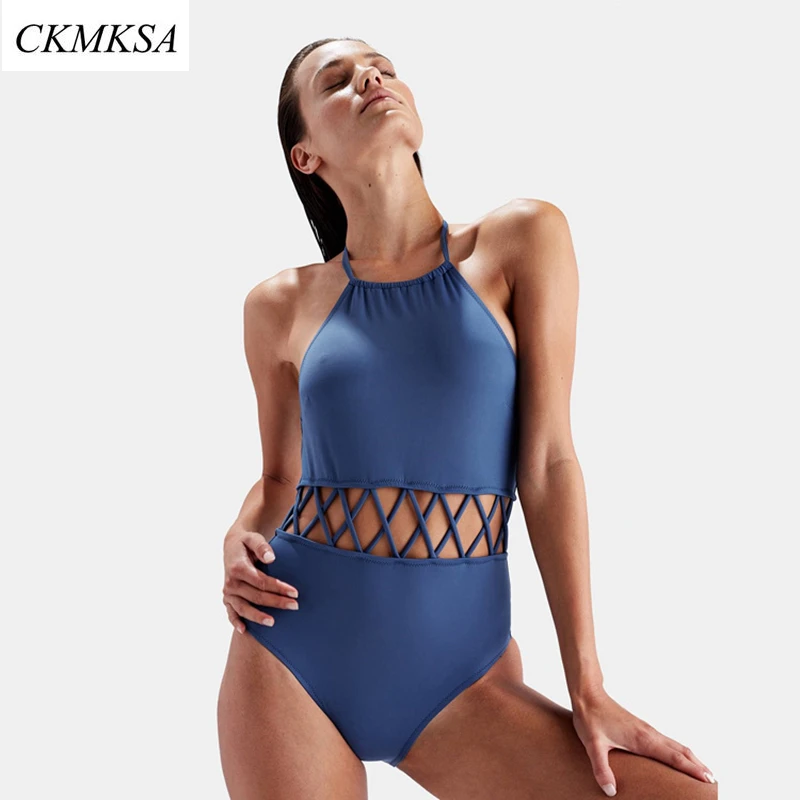 2019 сексуальный цельный купальник сплошной цвет открытая спина купальный костюм