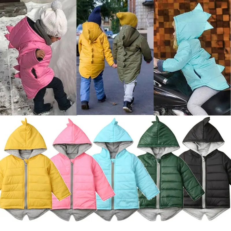 Toddler Kids Baby Girl Boy 1T-7T Hoodies Outwear Coat 3D Dinosaur Winter Warm Jacket | Детская одежда и обувь