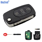 OkeyTech для Audi A3 A4 A6 A8 пульт дистанционного ключа чехол откидной складной HU66 неразрезанный нож Лезвие 4D0837231A 3 кнопки 433 МГц ID48 стеклянный чип