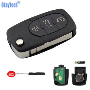 OkeyTech для Audi A3 A4 A6 A8 пульт дистанционного ключа чехол откидной складной HU66 неразрезанный нож Лезвие 4D0837231A 3 кнопки 433 МГц ID48 стеклянный чип