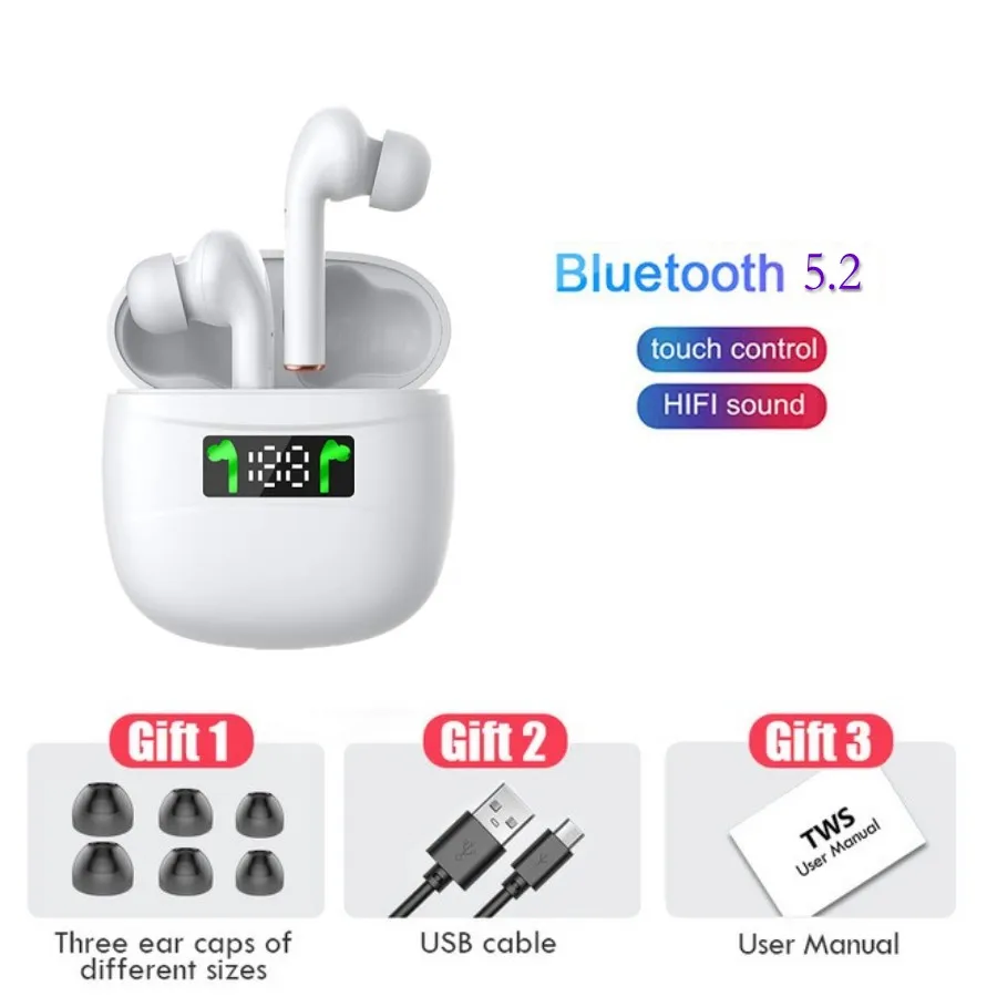TWS беспроводные наушники Bluetooth 5 2 IPX7 водонепроницаемые со светодиодным дисплеем HD