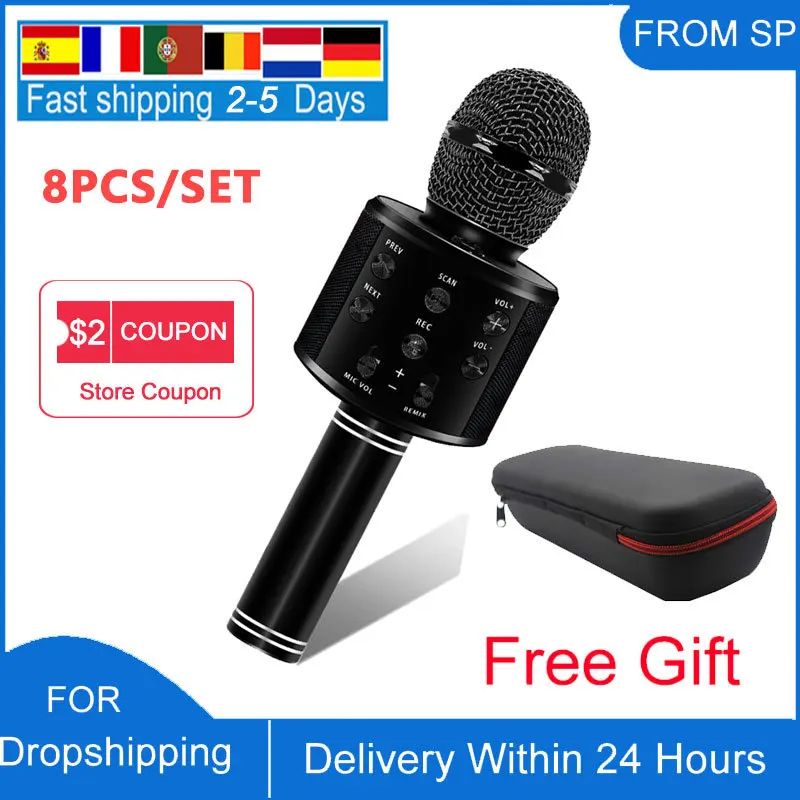 8 шт./компл. беспроводной Bluetooth микрофон караоке для детей подарок Android / IPhone IPad