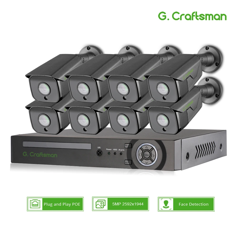 

Система видеонаблюдения XMeye, 5 Мп, 8 каналов, POE IP-камера SONY с функцией распознавания лица, 335 звука, водонепроницаемый видеорегистратор NVR CCTV