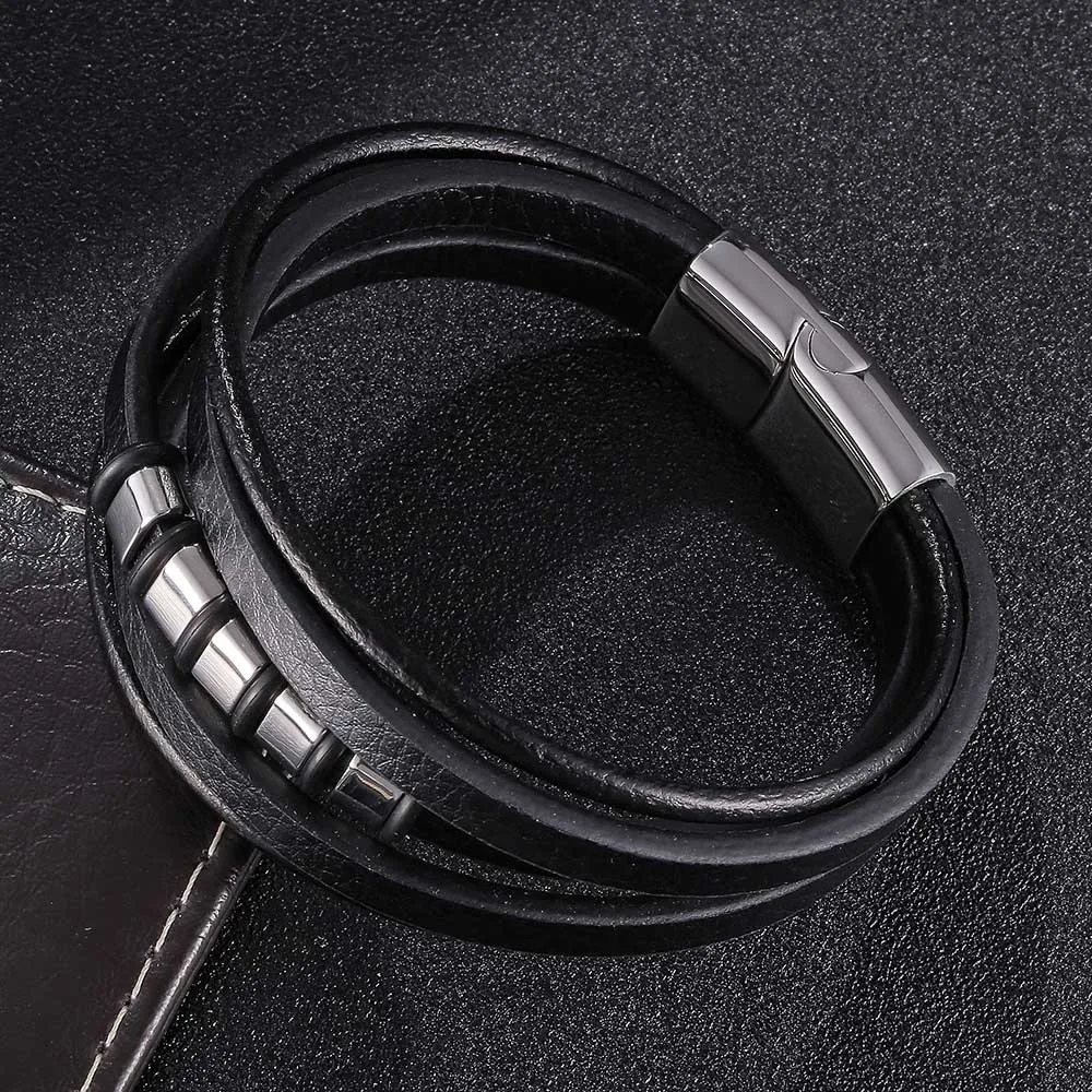 Многослойные плетеные кожаные браслеты FORTAFY для мужчин ювелирные изделия из