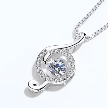 

Korean Silver Necklace Female Smart Notes Pendant Clavicle Chain Inlaid with Shiqi Zircon Movement Pendant Gift Jdz454