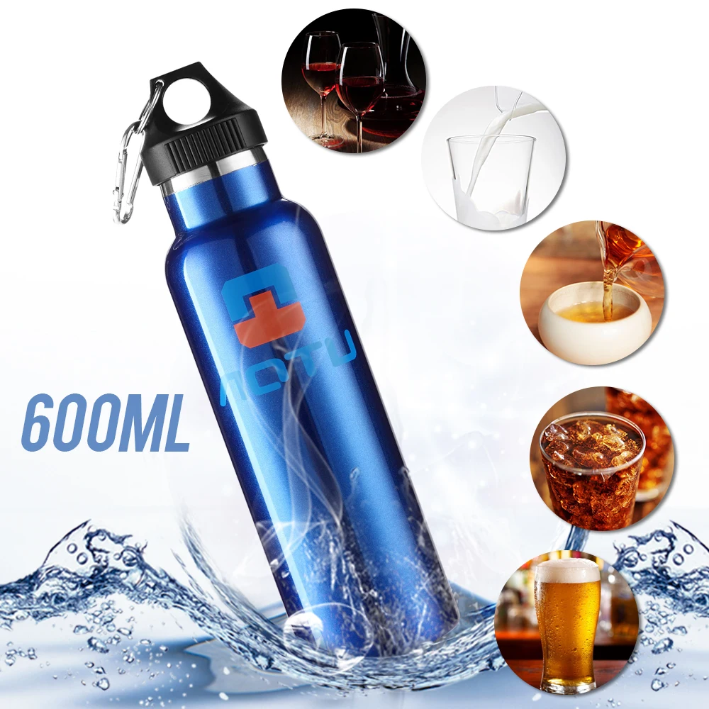 600 мл Двойная Стенка Изолированная нержавеющая сталь бутылка для воды Набор
