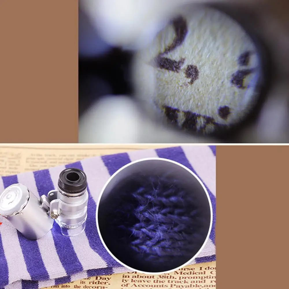 

60X Handheld Magnifying Glass Mini Pocket Microscope Loupe UV Currency Detector Jeweler Magnifier With LED Light