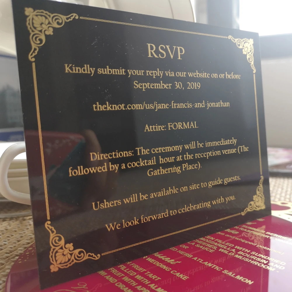 Женская Черная Акриловая Карта карта приема акриловой карты Золотые Зеркальные