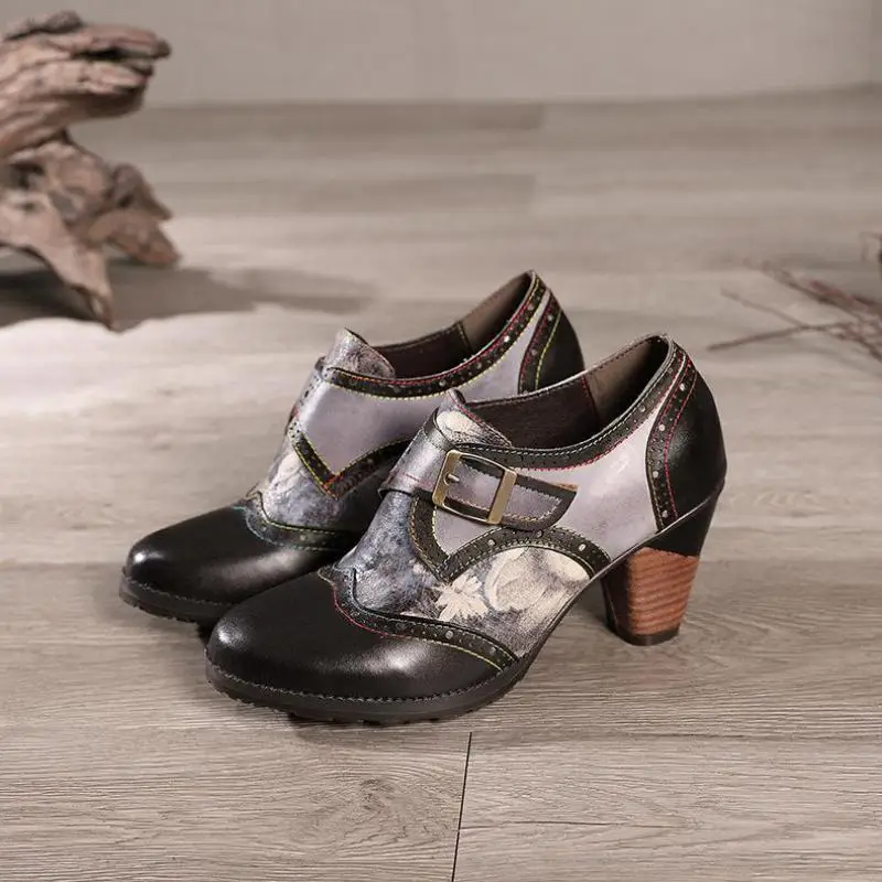 Женские винтажные туфли-лодочки YourSeason туфли из натуральной кожи с круглым носком