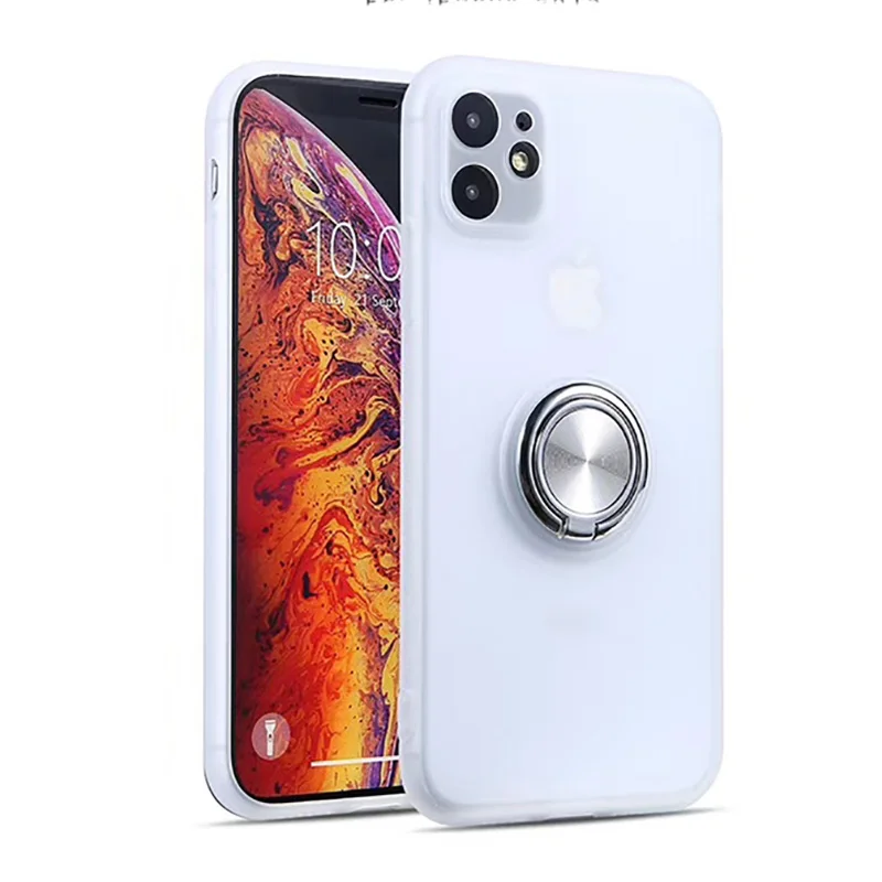 Чехлы для телефонов с магнитным кольцом для iPhone 11, 11Pro Max X, XR, XS Max, 11, 8, 7, 6, 6S Plus, силиконовые бамперы, прозрачные матовые чехлы - Цвет: White
