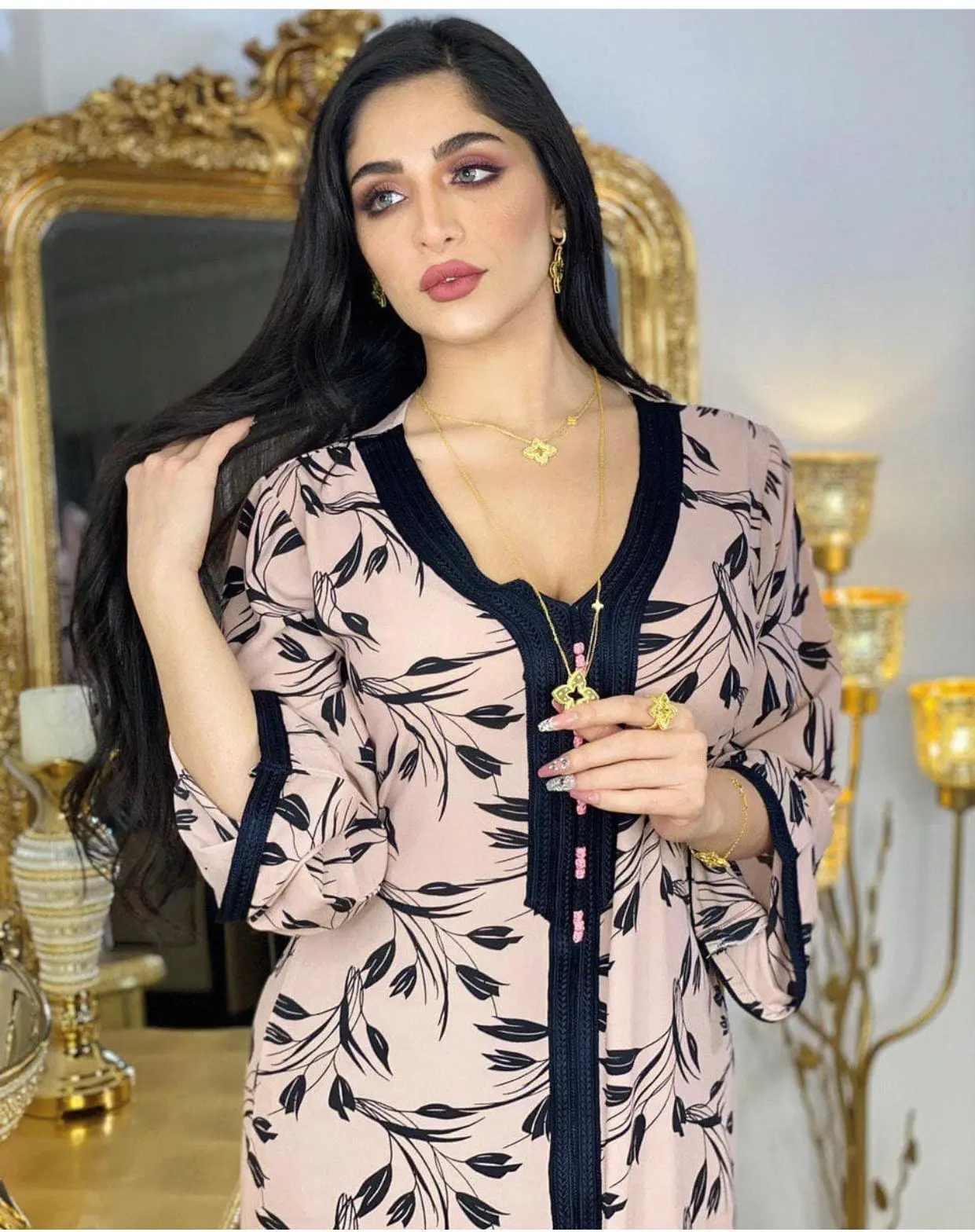 

2021 Eid Mubarak Hijab платье для женщин модное мусульманское этническое Цветочное платье Jalabiya Дубай Турция марокканский кафтан Арабская Оман одежд...