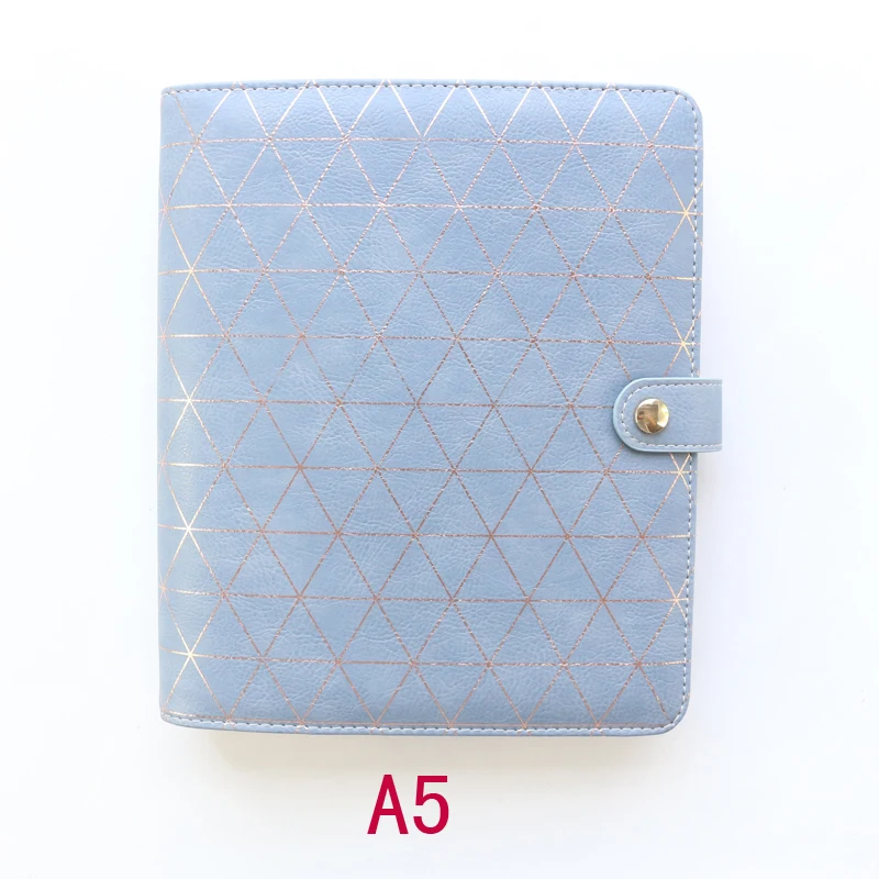 Domikee cute leather hardcover 6 rings binder planner agenda organizer office school refillable spiral notebooks stationery A5A6 - Цвет: A5 blue
