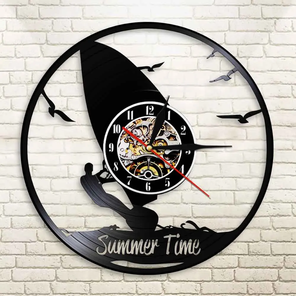 Часы летние настенные виниловые украшения для спортивной комнаты съемки