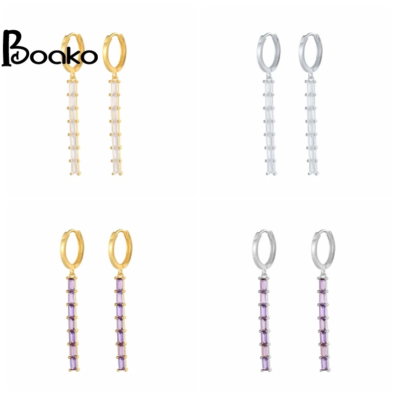 

Женские квадратные серебряные серьги BOAKO, пирсинг для хряща уха, золотые ювелирные украшения, тренд 2021