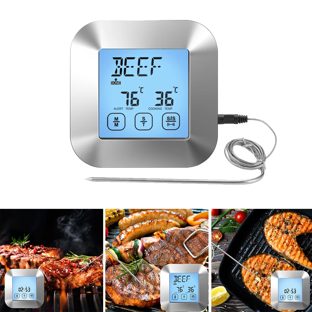 

Digital Meat Thermometer Touch Control Stainless Steel Probe 2 Modes Food Thermometer &Backlit Magnet Stand Cooking BBQ Tools