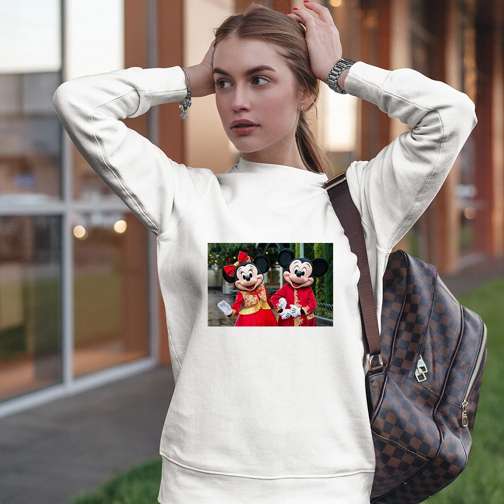

Disney Hoodie Harajuku Women Plus Size Mickey Mouse Printed Sweatshirt Long Sleeve Casual Spring Autumn Pullover Stylish Happy