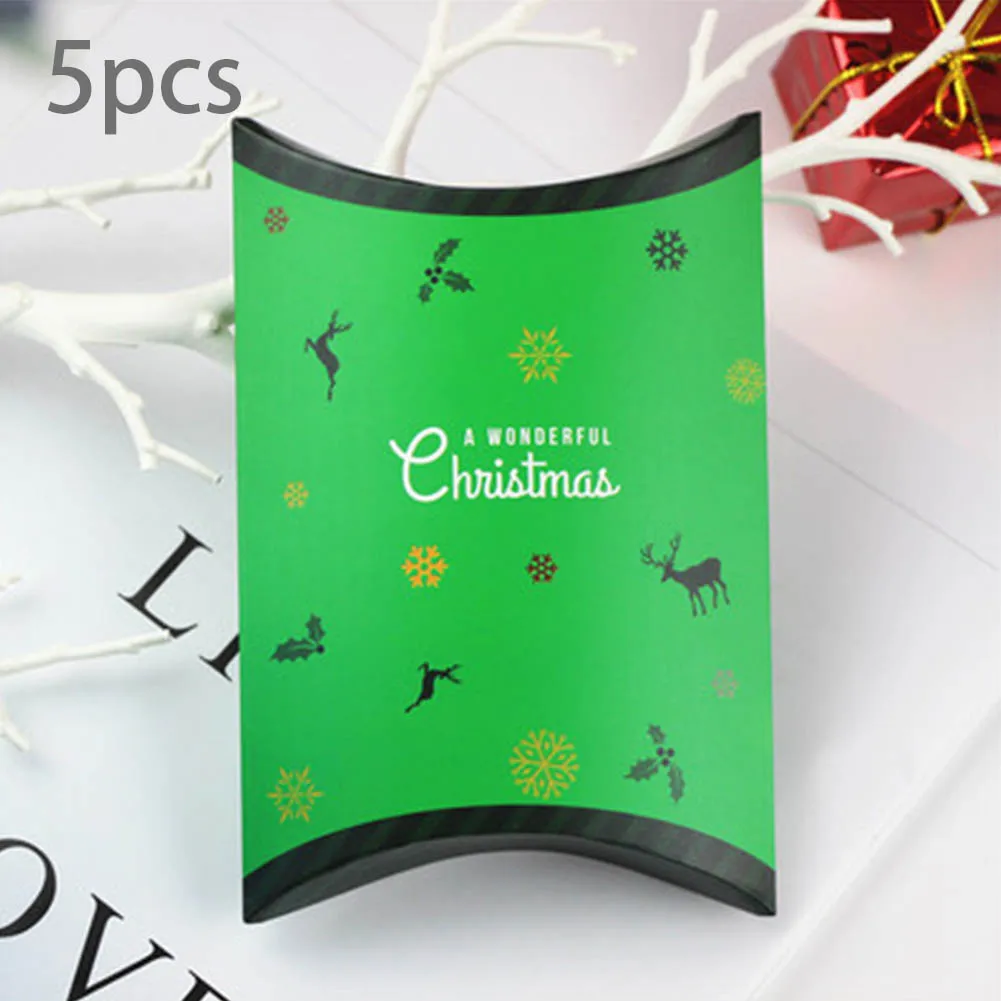 

5PCS 2021 NEW Christmas Deer Santa Pillow Party Paper Favour Candy Gift Boxes Festive & Party Supplies