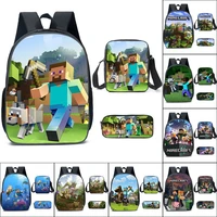 hot sandbox game children schoolbags child fashion trend backpacks boys girls 16 inch bags building game print student backpack