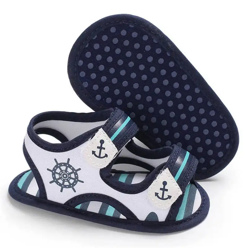 Сандалии для маленьких мальчиков мягкая нескользящая подошва в полоску с