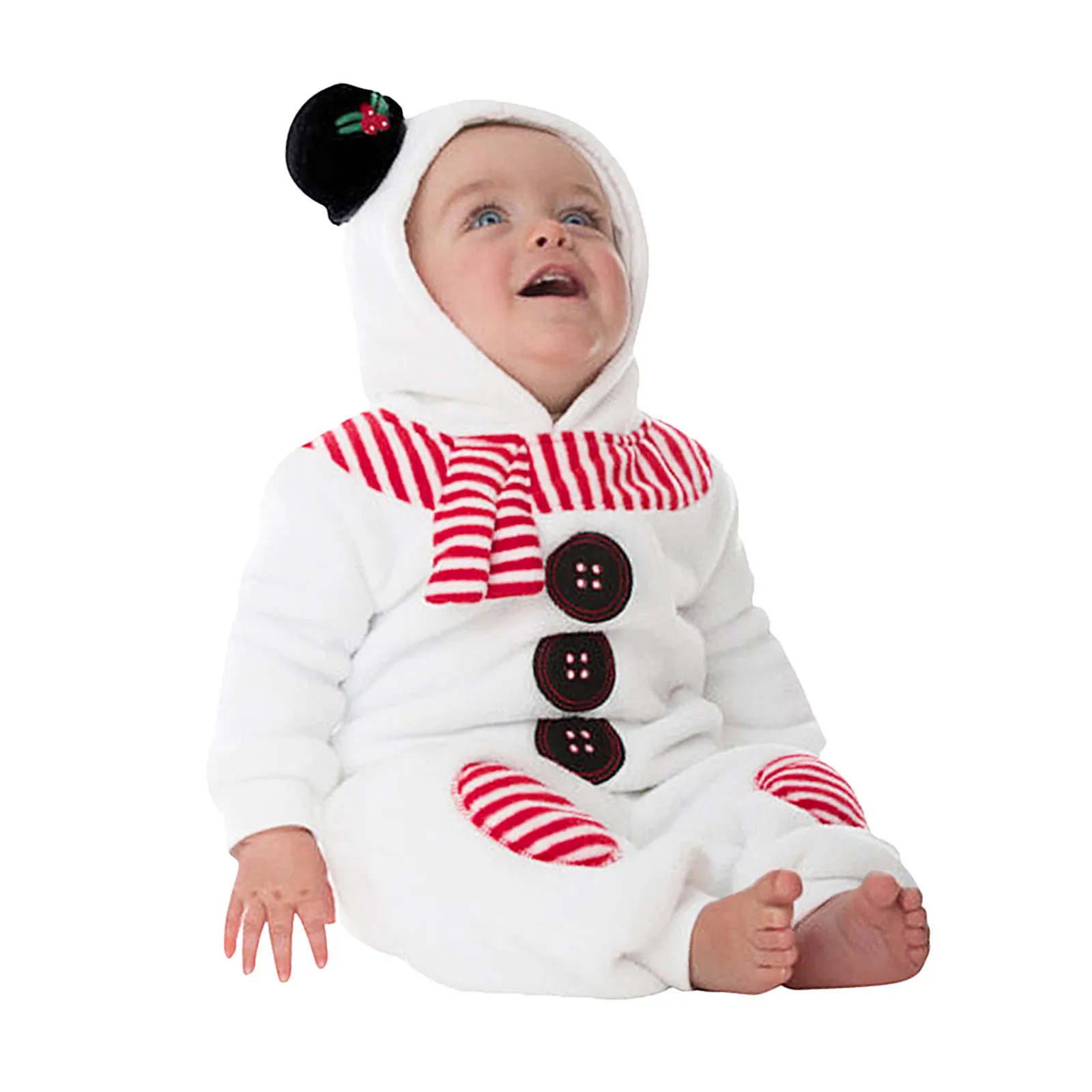

Infant Baby Set Boy Girls Christmas Xmas Cosplay Costume Snowman Fleece Hoodie Romper Jumpsuit Stripe Scarf Patchwork Casual Set