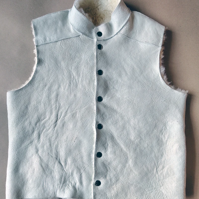 Мужской жилет из 2020 хлопка и овчины Теплый Бархатный натуральная овчина с