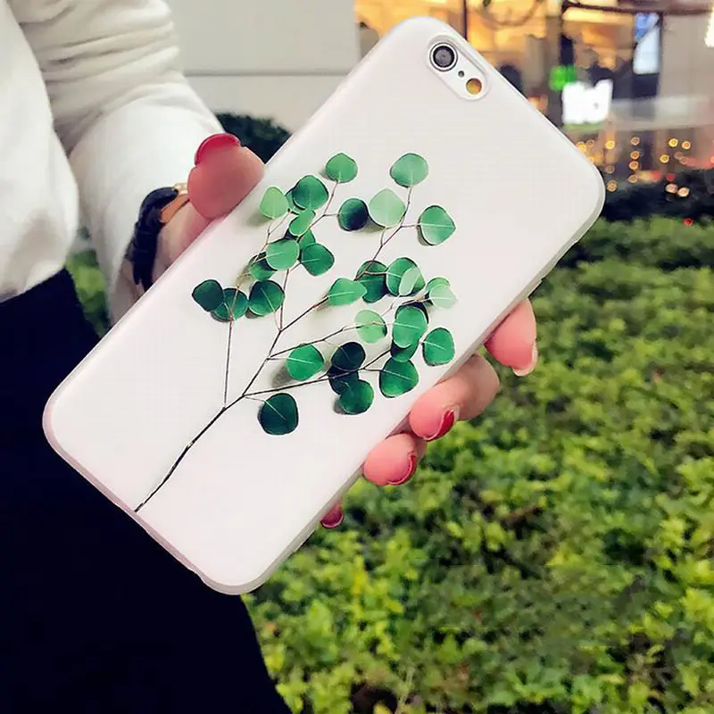 Luxury Cute 3D Floral Leaves Pattern Case Cover For iPhone 8 6 6S 7 Plus Rubber Soft TPU Silicone Phone for iphone 5 5S SE |