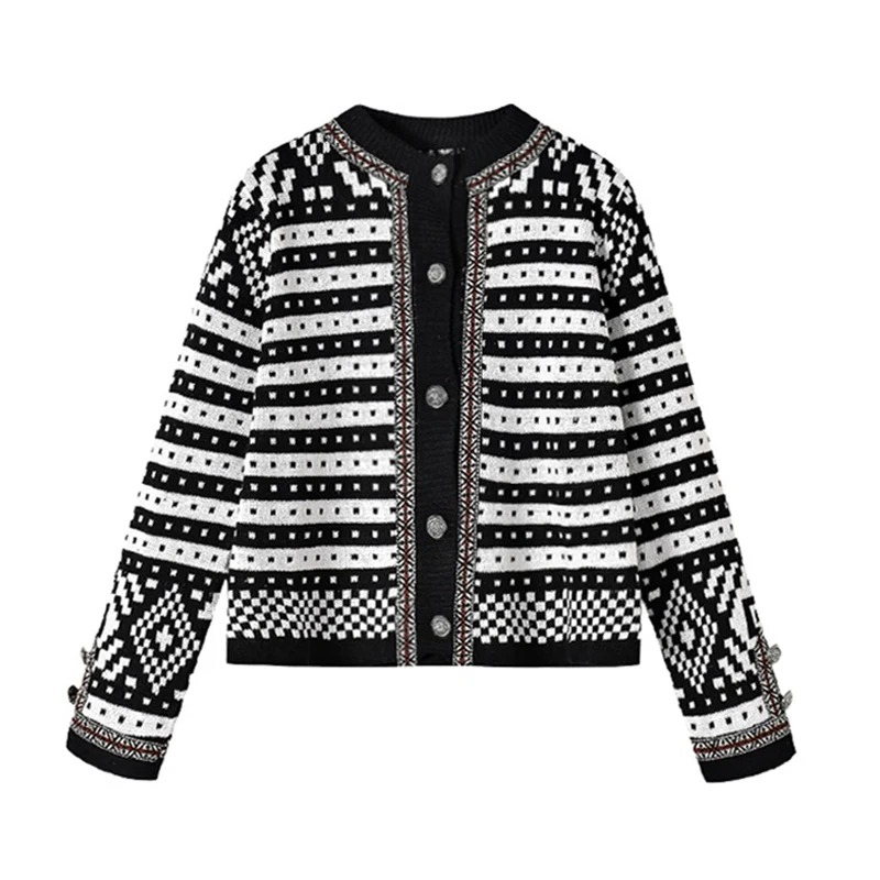 

Graceful Sweater Jacket Vintage Autumn/Winter 2020 New Style Knitted Cardigan Women's round Neck Top