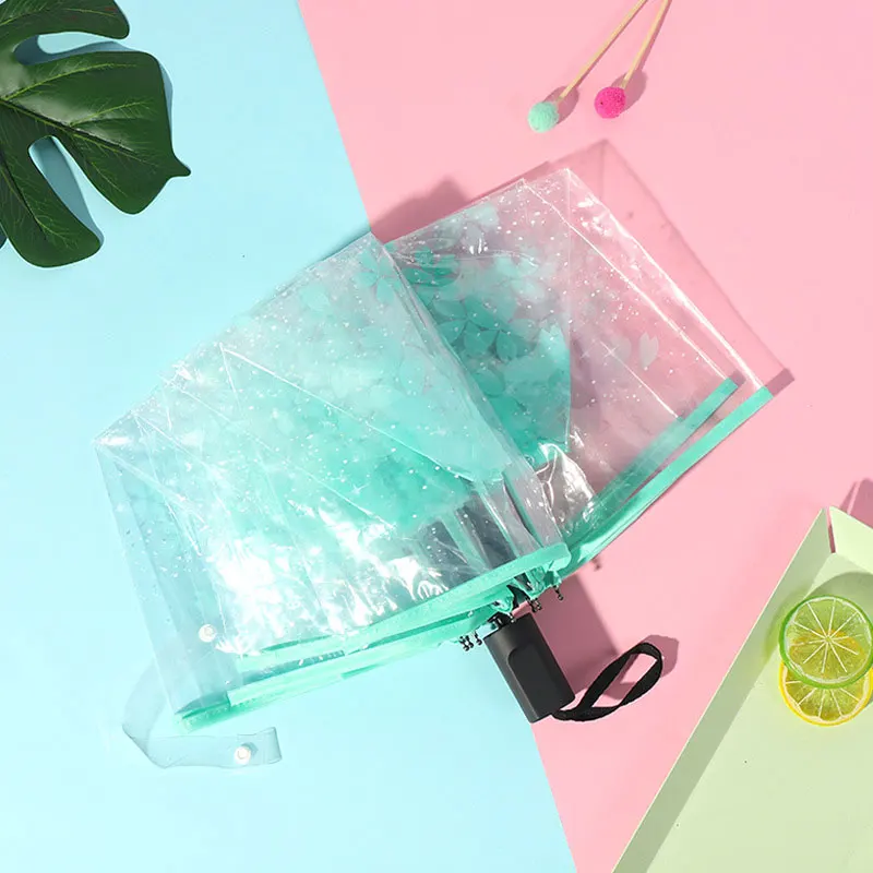 Автоматический прозрачный складной зонт водонепроницаемый универсальный