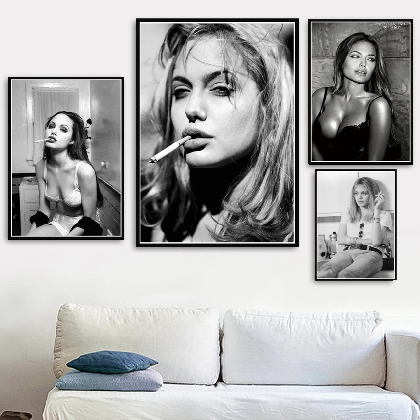 

Poster Prints Angelina Jolie Brigitte Model Star Acrtess Art Printing Canvas Oil Painting Wall Pictures Living Room Home Decor