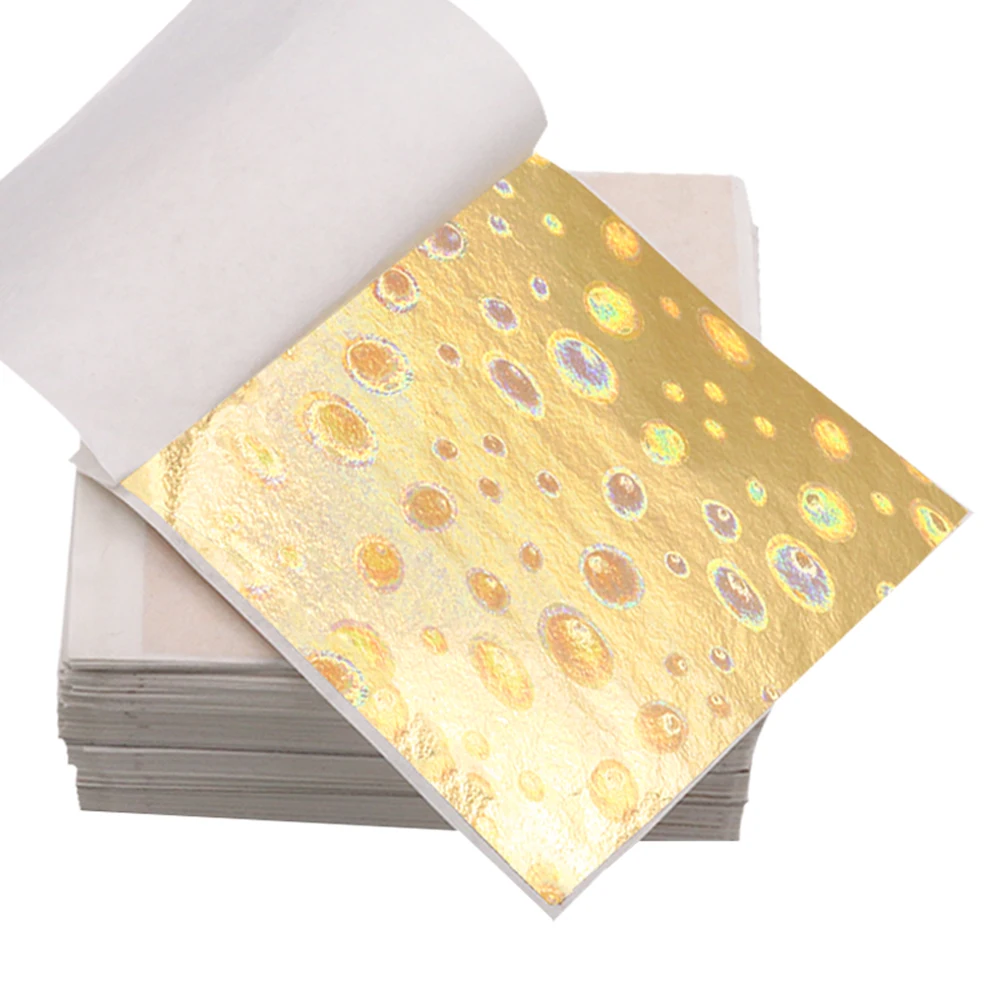 100 шт. 8x8 5 см лазерный Шампанское Золото Фольга/лист для холодильника плитки стены