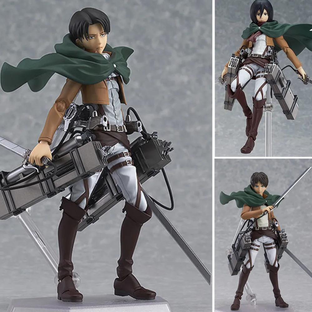 

Attack on Titan Anime Figure Toys PVC Eren Jaeger #207 Mikasa #203 Levi Ackerman #213 Action Figurine Model Doll Brinquedos Gift