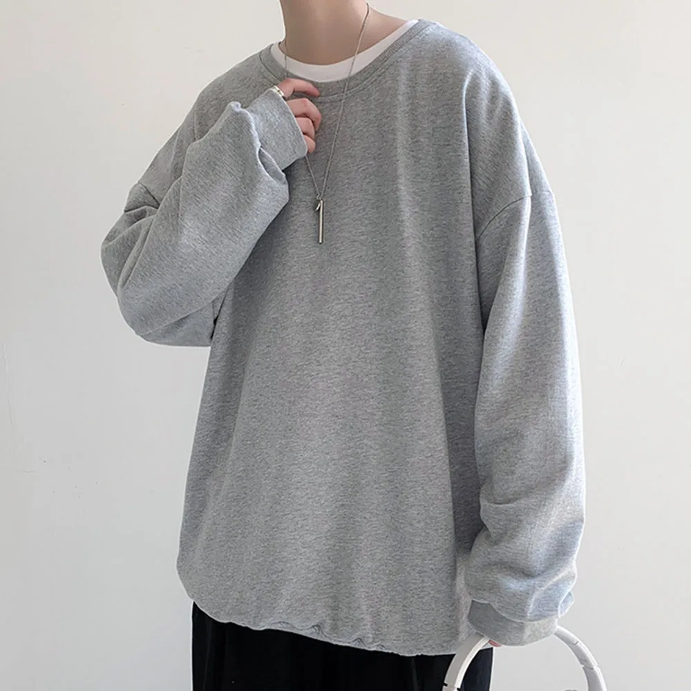 

Men Hoodies 2021 Autumn Winter New Solid Color Streetwear Harajuku BF Korean Style Casual Pullovers Couples Loose Sweatshirts