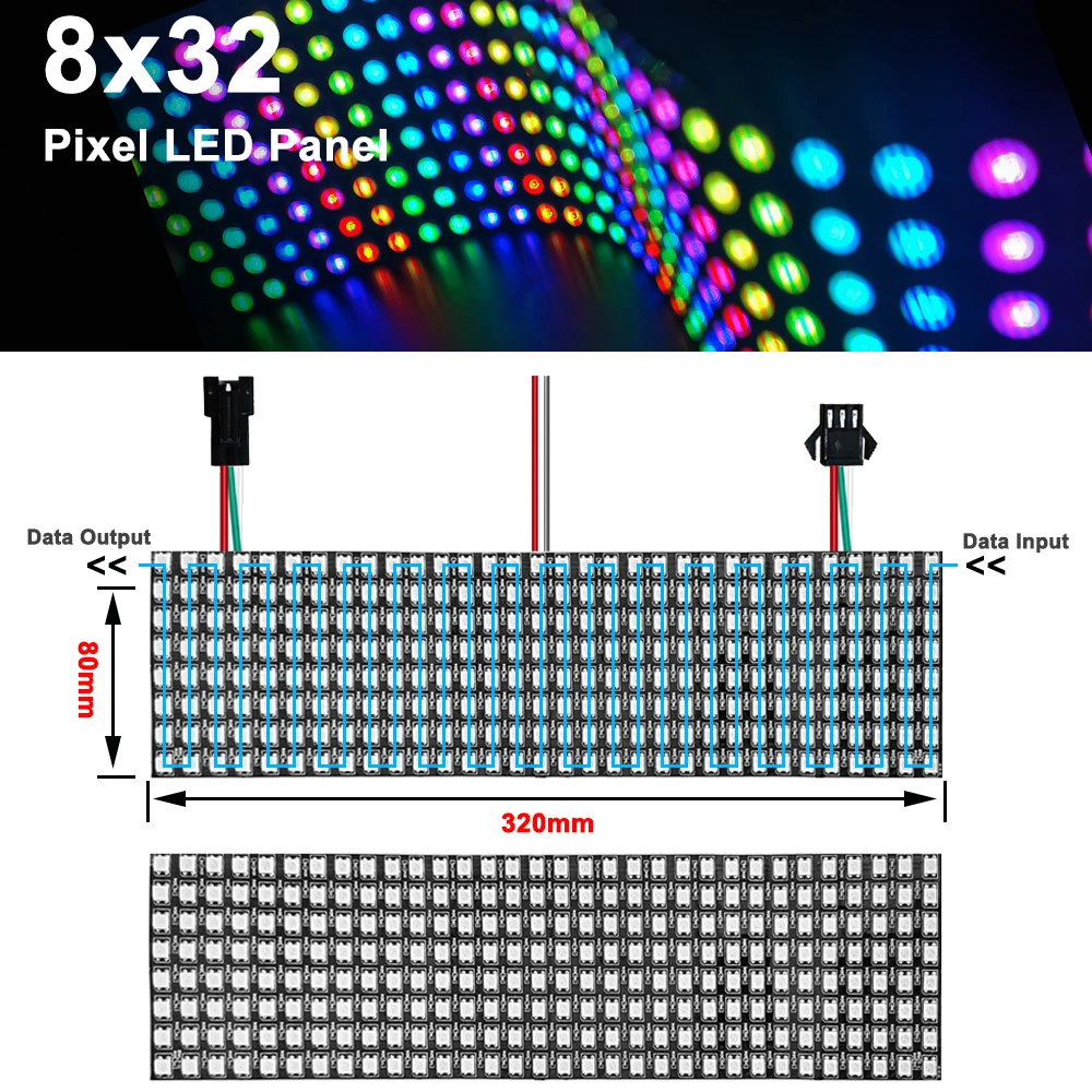 WS2812B индивидуально адресуемых RGB светодиодный цифровой гибкий Панель матрица