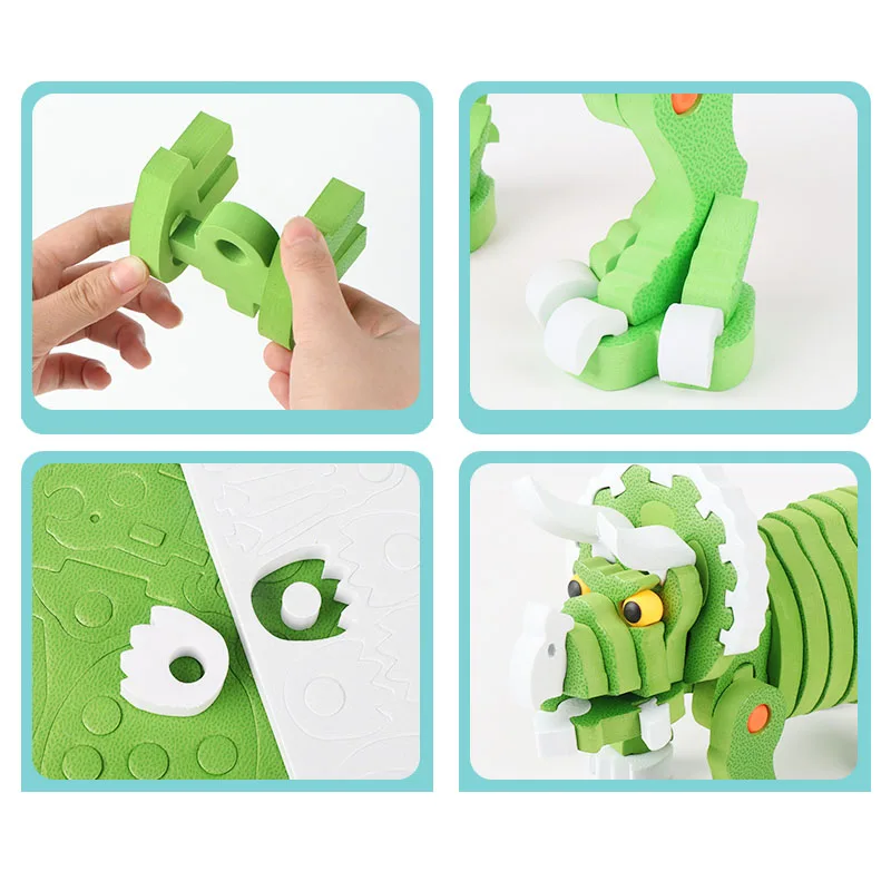 

Children DIY Puzzle Assembly Toys 3D EVA Foam Puzzle Insert Game Jigsaw Puzzle Tiger Dinosaur Panda Craft Kits for Baby Presents