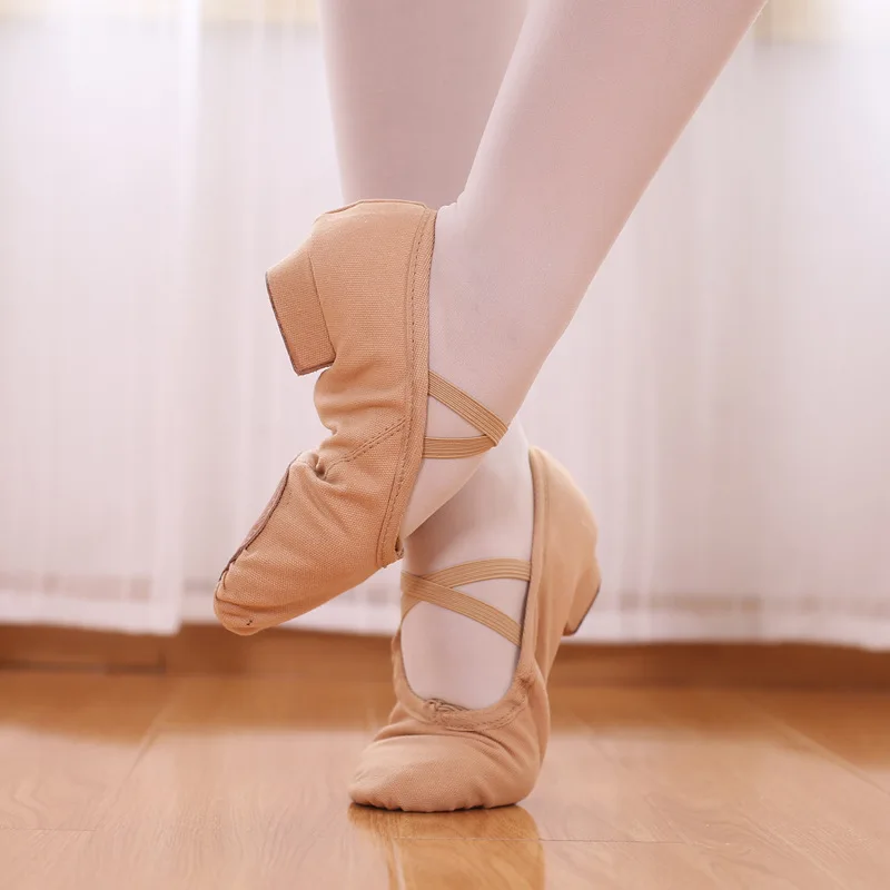 

Dance shoelace heel soft canvas teacher shoes belly dance shoes body etiquette training shoes children adult ballet shoes