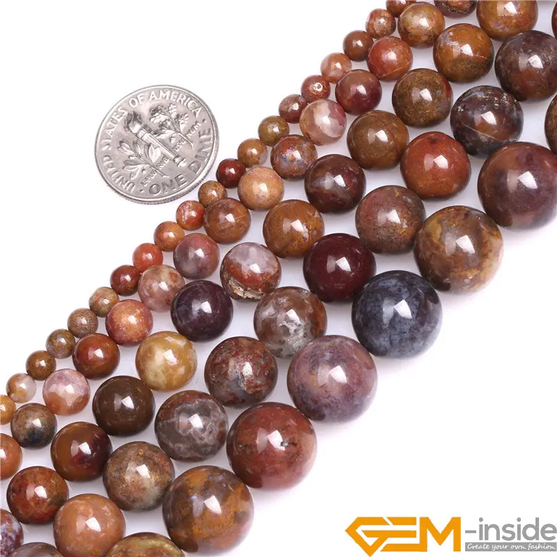 

4 6 8 10 12mm Natural Brown Mexico Aqua Nurerara Jaspers Round Accessories Beads For Jewelry Making Strand 15" DIY Jewelry Bead