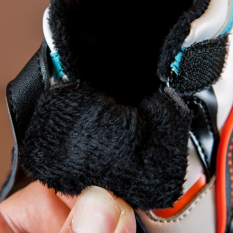 2019 г. Зимняя детская обувь короткие меховые кожаные кроссовки для маленьких