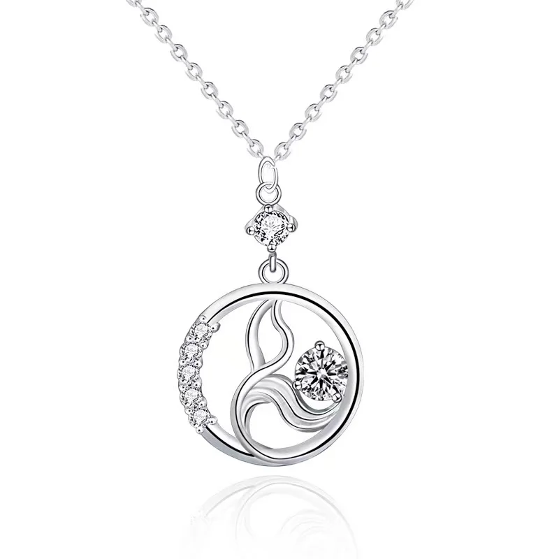 

Trendy S925 Silver 1ct D Color Round Moissanite Necklace 100% Original Design Mermaid Bubble Women Necklace Birthday Gift