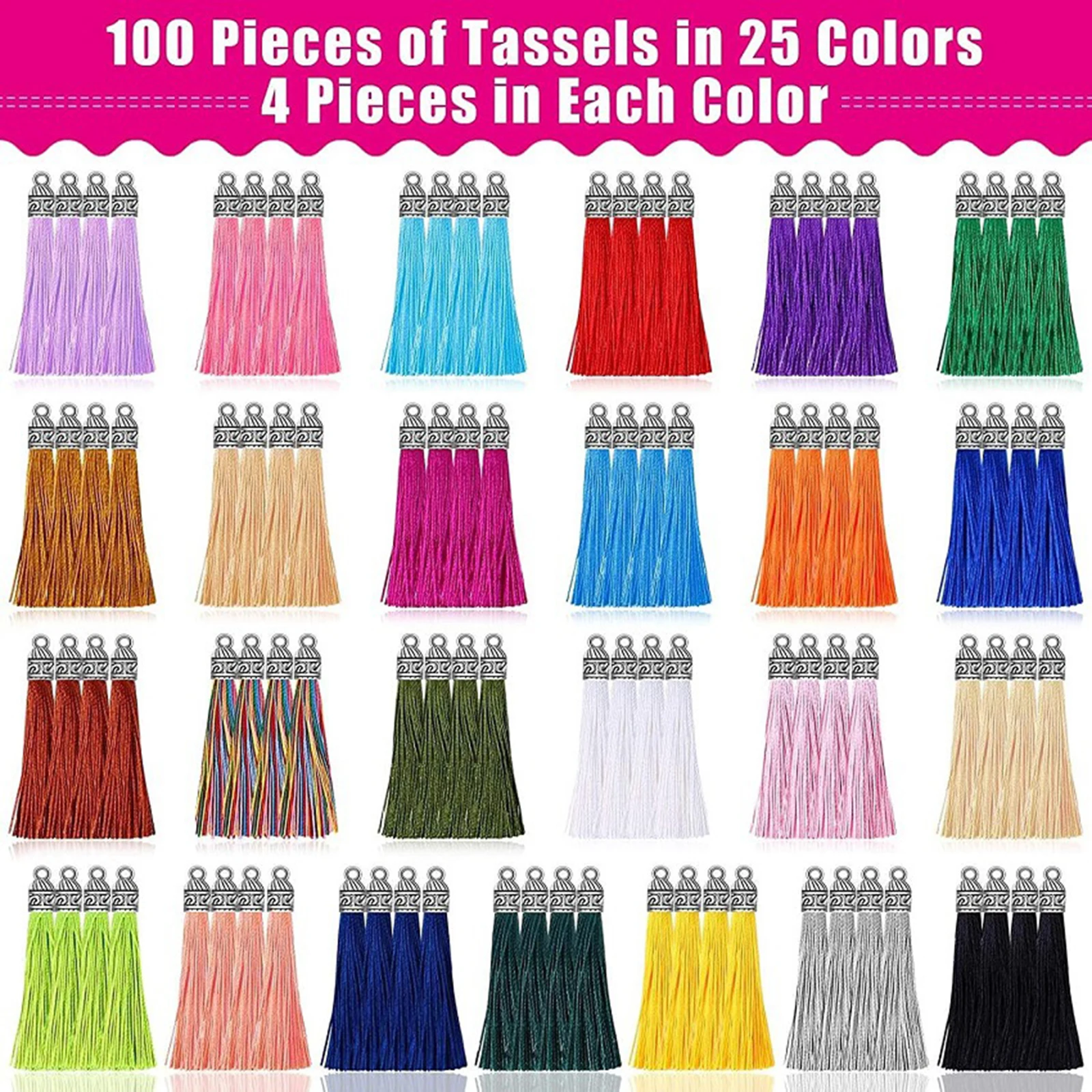

100/Set 60mm Tassel Pendants for DIY Keychain Jewelry Necklace Accessories