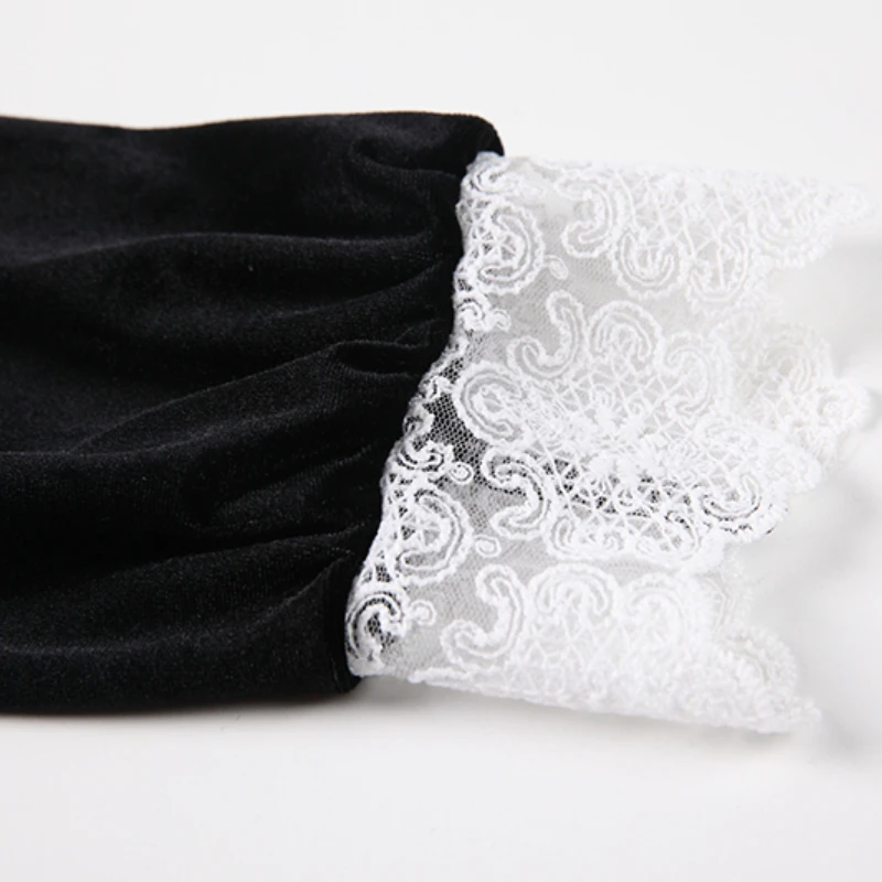 

Ruffled Lace Collar Early Spring V-neck Shirt Women's Japan Style Long Sleeve Velvet Sweet Fresh Blouse All Match Solid Tops