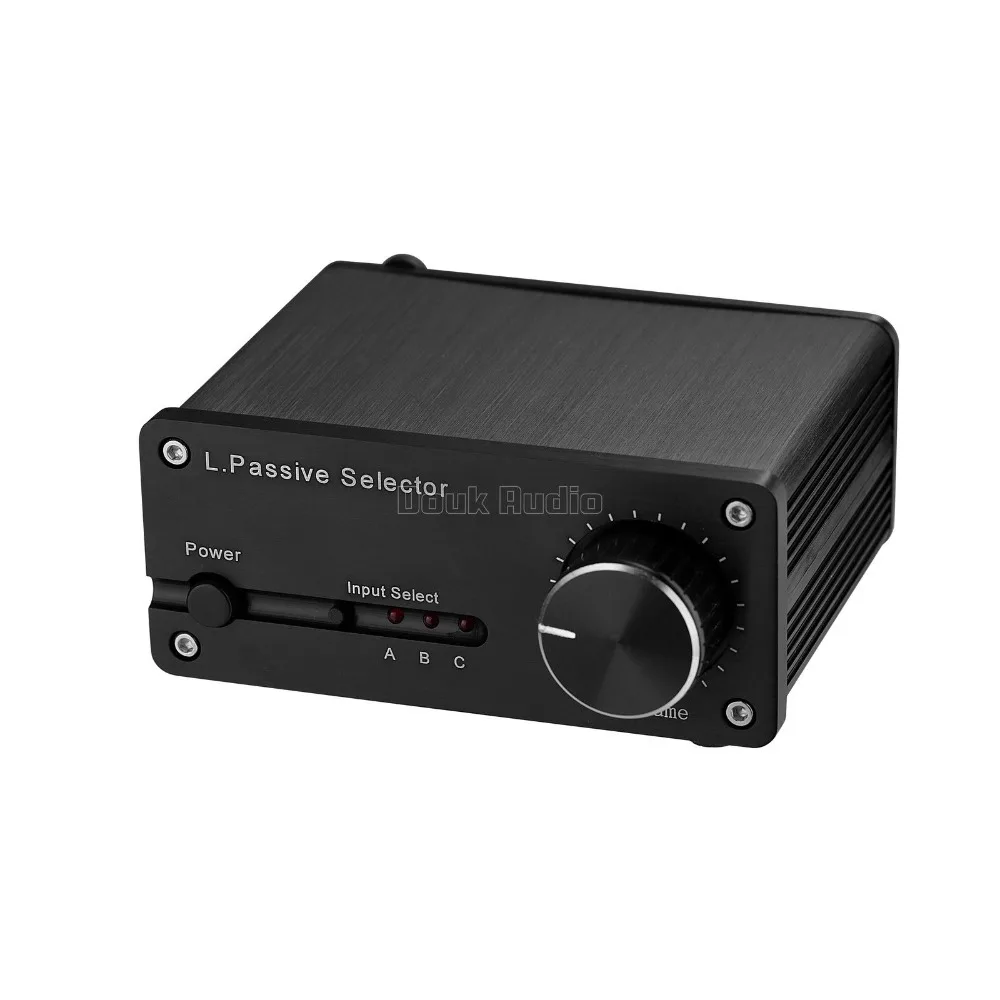 Дук аудио мини Пассивный предусилитель Hi-Fi селектор 3-в-2-OUT Audio коммутатор коробка с отслеживанием объема работы Управление регулируемой громкостью