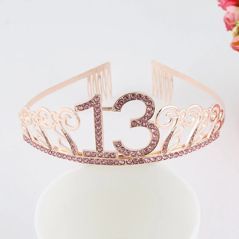 

Alloy Rhinestone Crown Birthday Queen Tiara Satin Ribbon Sash Birthday Sash For Women Girl Party Decorations Supplies