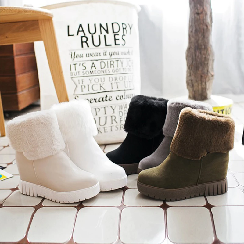 Зимние ботинки на плоской подошве ботильоны высоком каблуке и танкетке женская