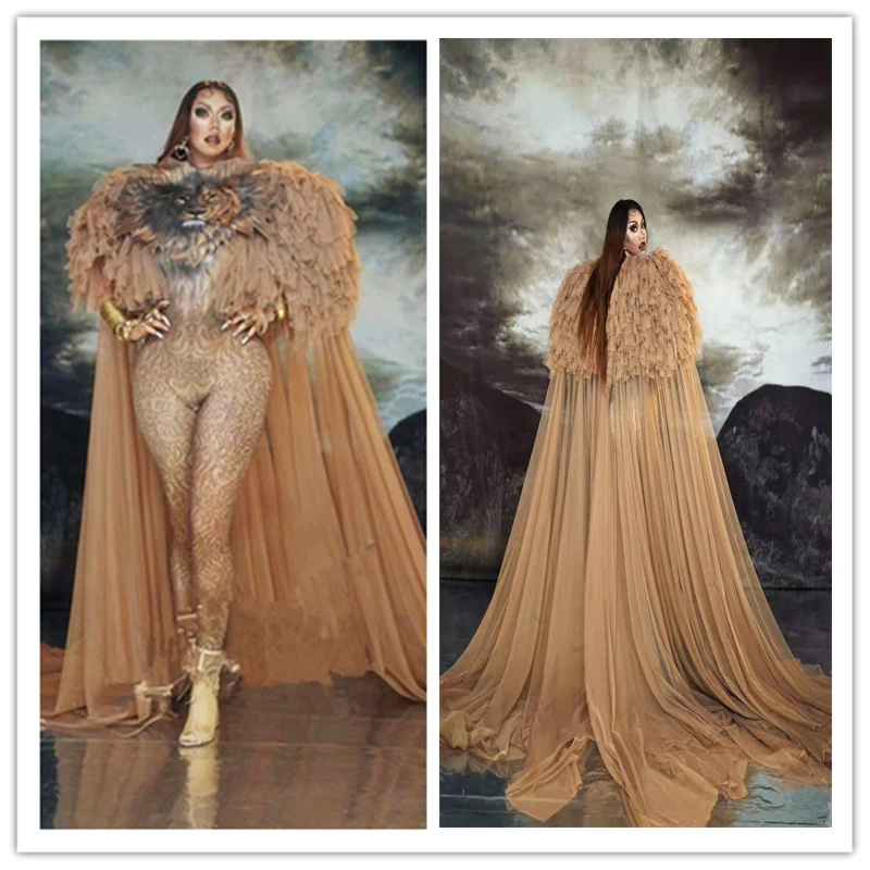 

Женский комбинезон с тигровым узором, сексуальный сценический костюм певицы, танцевальный костюм для косплея, костюм для выпускного, модел...