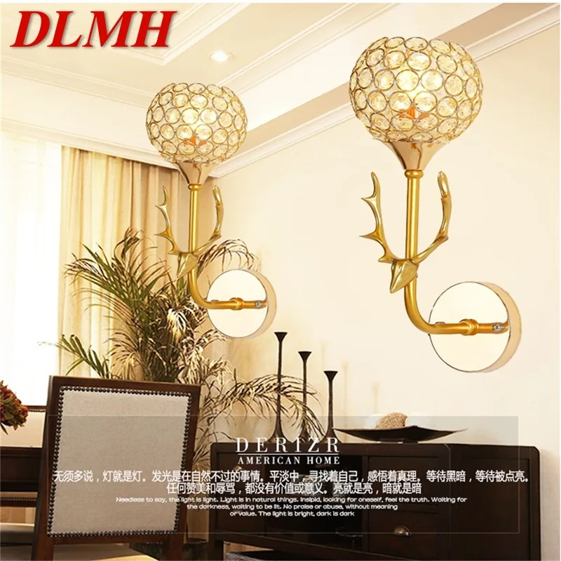 

DLMH Wall Lamps Contemporary Creative LED Gold Sconces Crystal Lights Indoor For Home Bedroom
