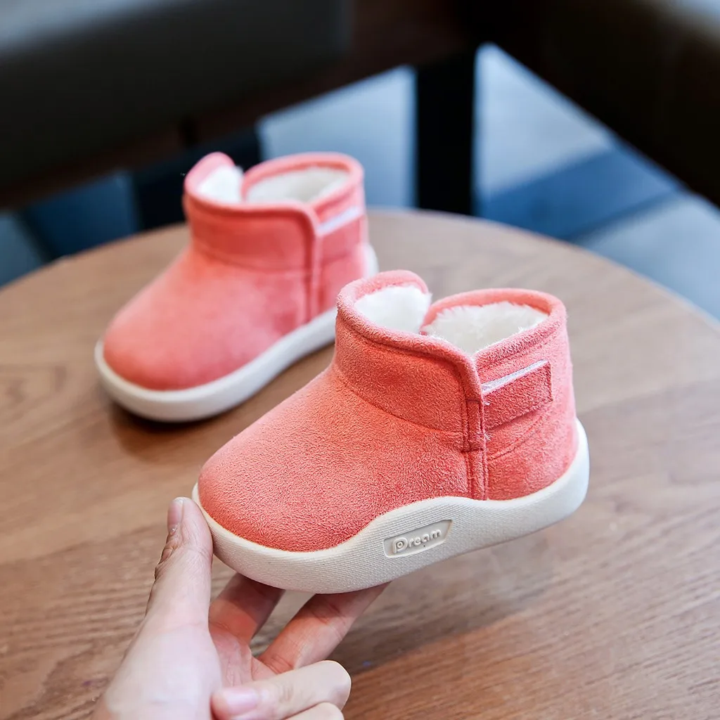 Детская обувь для маленьких мальчиков и девочек однотонные зимние теплые