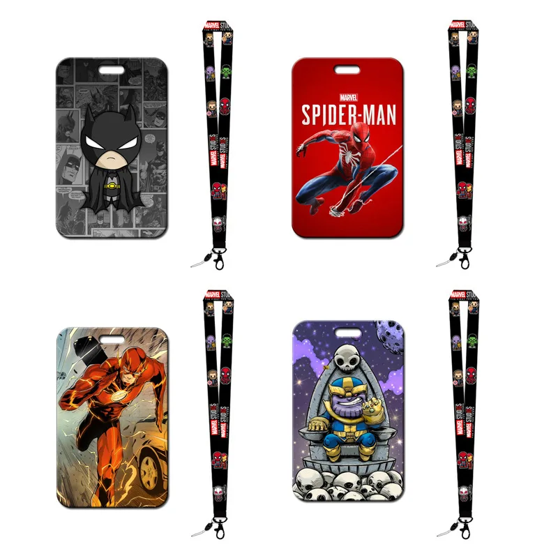 

Anime Disney Marvel Spiderman Ironman Pvc Card Cover Student Campus Card Mickey Mouse Hanging Bag Card Holder Lanyard Id Card